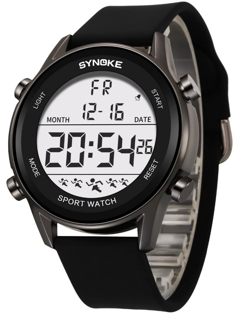 Men's Sport Digital Watch LED Screen Large Face Easy Read Watch Waterproof Black